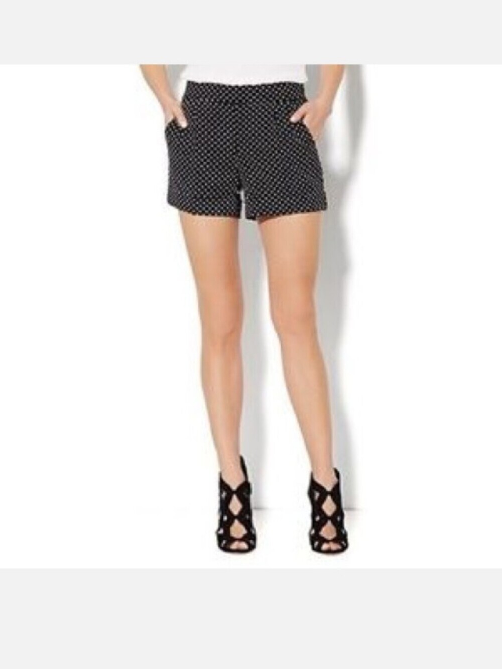 7th Avenue Suiting Company Black White Polka Dot Dress Shorts Women's 6 Medium